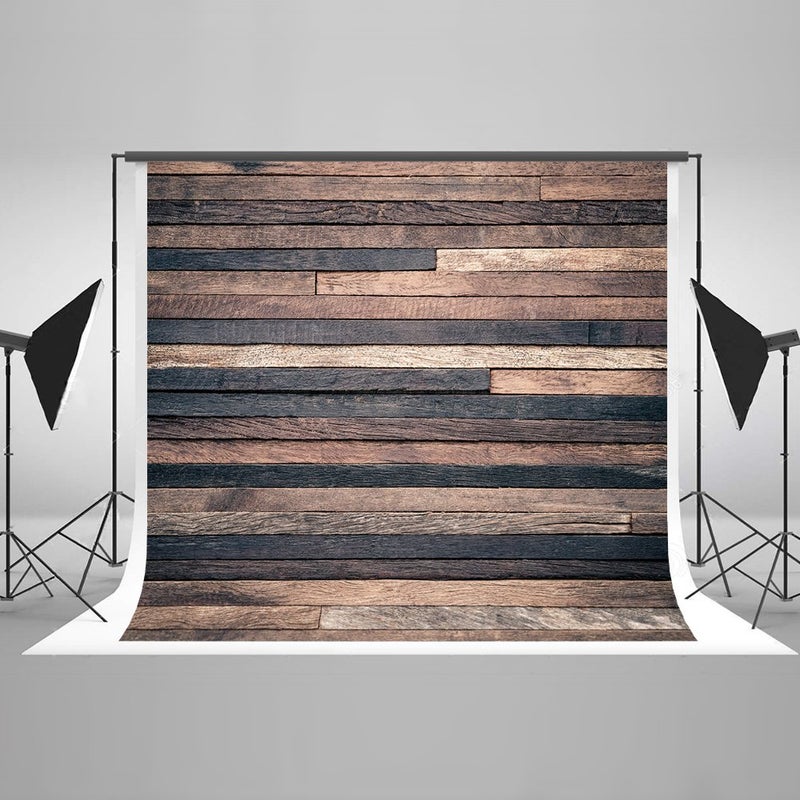 Kate10ft(W) x10ft(H) Dark Wood Photography Backdrop Retro Brown Wooden Photo Background Potrait Photo Studio Props for Photography Free Wrinkle Cotton Cloth - Image 1